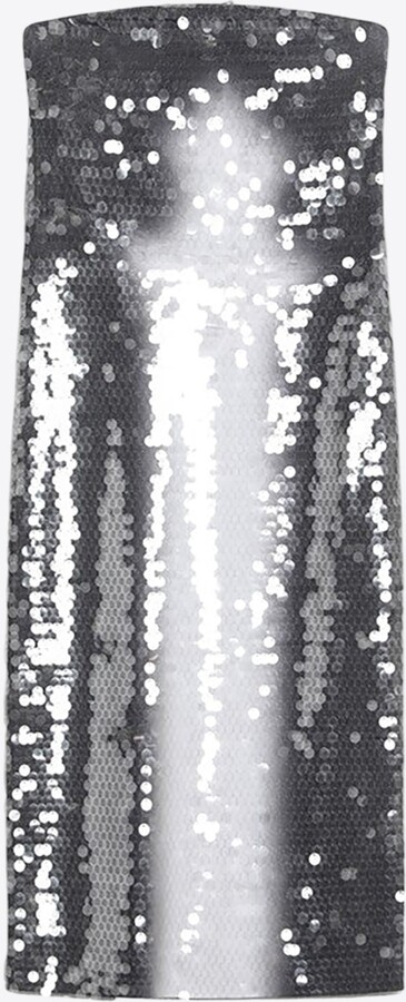 Sportmax Stemma Gradient Sequin Strapless Midi Dress