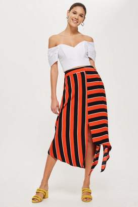 Topshop Bold Stripe Hanky Hem Skirt