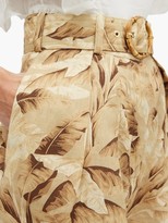 Thumbnail for your product : Zimmermann Super Eight Belted Leaf-print Linen Shorts - Yellow Print