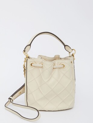Tory Burch 'fleming Soft' Beige Bucket Bag With Branded Drawstring In  Quilted Leather Woman - ShopStyle