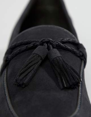 Dune Tassel Loafers In Navy Suede