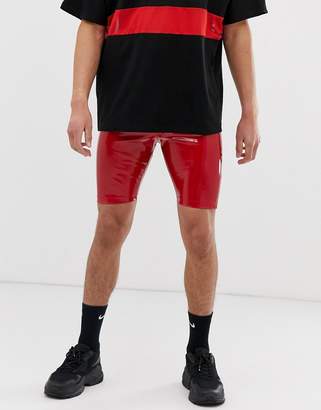 ASOS Design DESIGN megging shorts in red wet look