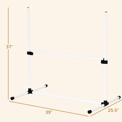 Tucker Murphy Pet 6 Piece Dog Agility Training Starter Kit With Adjustable Jumps, Fixed Bottom Bar, And Carry Bag, White Plastic, 13.2 Lb Product Weight Equipment: Bar