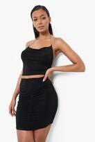 Thumbnail for your product : boohoo Slinky Ruched Mini Skirt