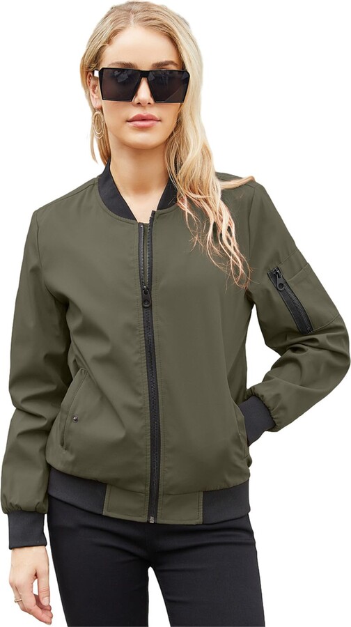 Womens Green Jacket LFYT Multi Pocket Military Jacket&Military