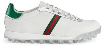 Gucci Leather sneaker with Web