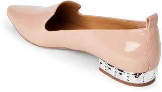 Franco Sarto Peach Patent Shelby Studded Heel Loafers