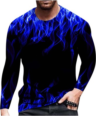 LYZZ Men's Crew T-Shirts 3D Flame Graphic Print Optical Illusion T-Shirt  Long Sleeve Daily Tops Basic Round Neck Pullover Unisex 3D Printed Shirts  Summer Crewneck Humor Graphic T-Shirts for Men - ShopStyle