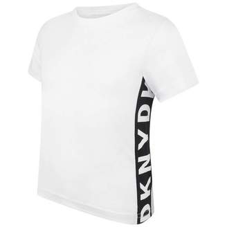 DKNY DKNYBoys White Logo Stripe Cotton Top