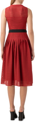 Akris Punto Grid Lace Belted Fit & Flare Dress