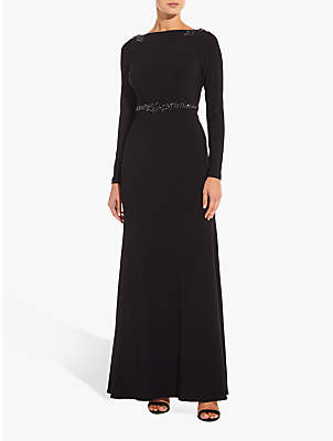 Adrianna Papell Long Embellished Jersey Dress, Black