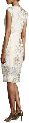 DKNY Sleeveless Mixed-Media Sheath Dress, Gesso