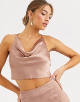 Thumbnail for your product : ASOS DESIGN satin halter cowl neck top co-ord