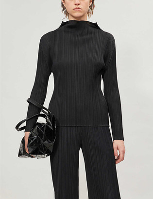 Pleats Please Issey Miyake Basic high-neck pleated knitted jersey 