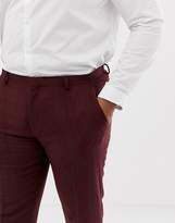 Thumbnail for your product : ASOS Design DESIGN Plus wedding skinny suit pants in burgundy wool mix herringbone