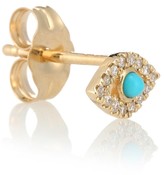 Thumbnail for your product : Sydney Evan Small Evil Eye 14kt gold single earring with turquoise and diamonds