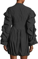 Thumbnail for your product : Awake Tendrils & Head Ruched-Sleeves Poplin Dress