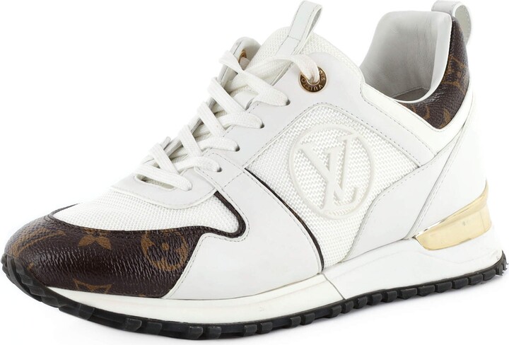 Louis Vuitton White Mesh Leather and Monogram Canvas Run Away Sneakers Size  36 - ShopStyle