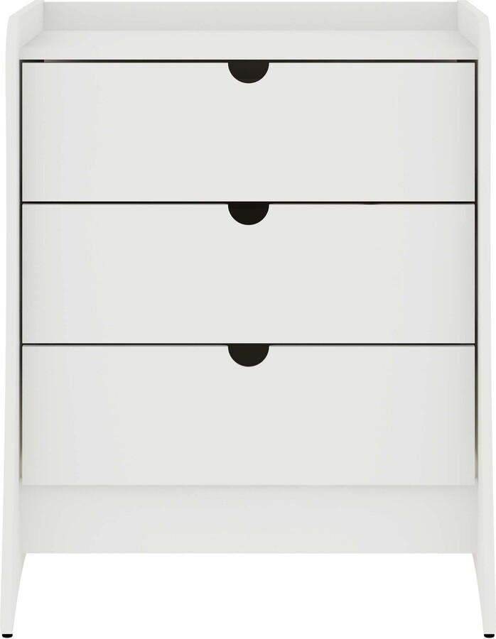 Manhattan Comfort Coney Mid-Century Modern 3-Drawer Dresser in White