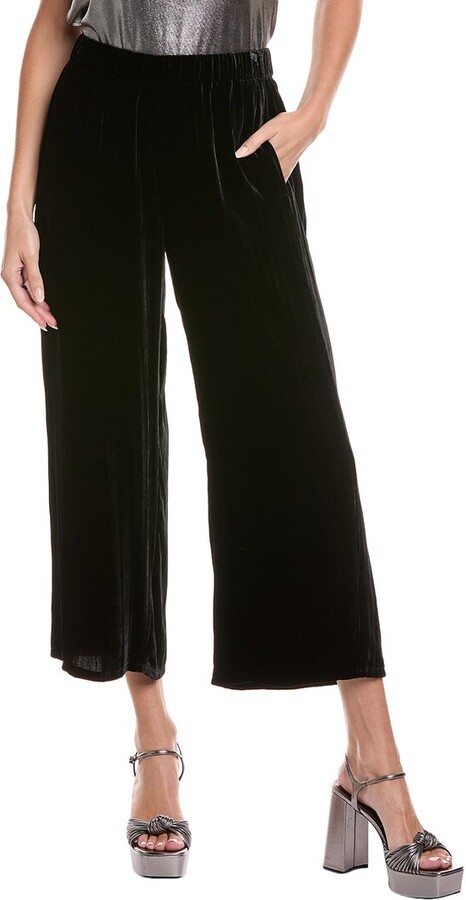 Eileen Fisher Petite Crushed Velvet Wide Leg Silk-Blend Pant