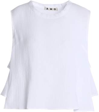 Amo Ruffled Crinkled-cotton Top