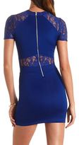 Thumbnail for your product : Charlotte Russe Mock Neck Lace Cut-Out Bodycon Dress