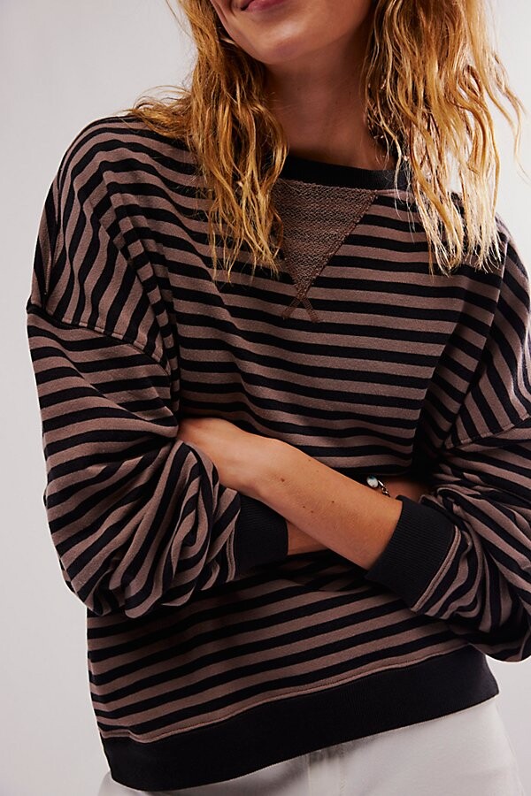 Free People We The Free Classic Striped Oversized Crewneck