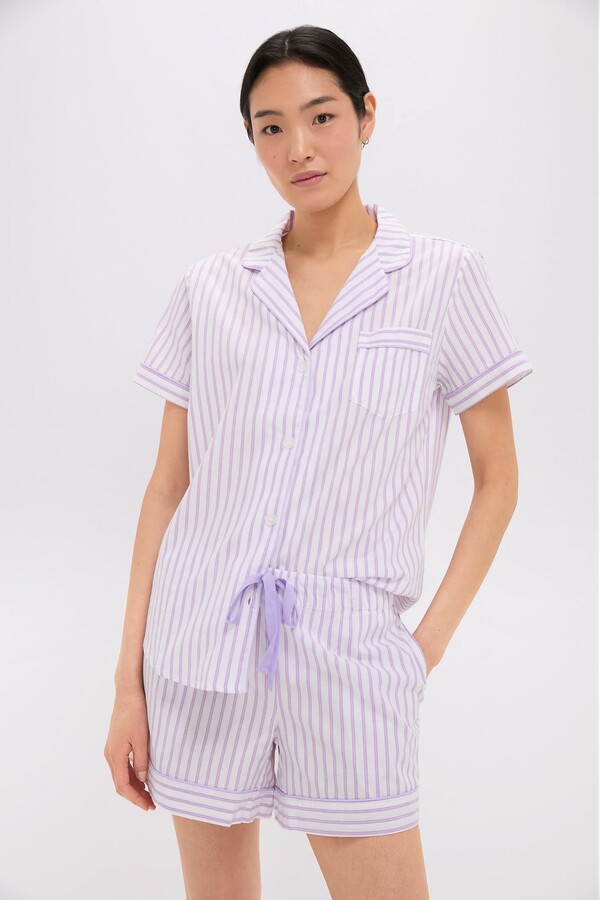 Petite Plume Women's Lavender French Ticking Short Set