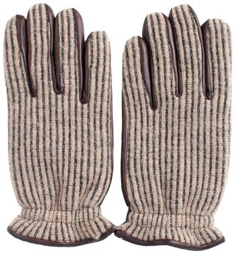 Orciani Leather And Wool Beige Gloves