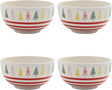 Ceramic Pine Tree Print Bowl (Set of 4)