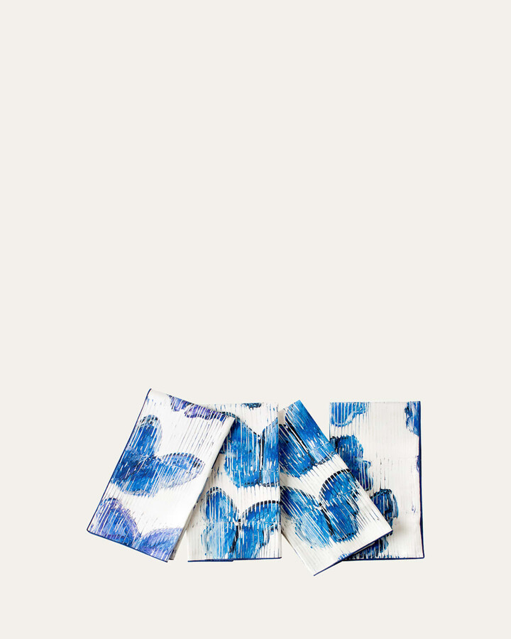 Hunt Slonem Blue Butterflies Cotton Dinner Napkin - 20"