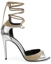 Thumbnail for your product : Pierre Hardy Parade Metallic Leather & Suede Ankle-Wrap Sandals