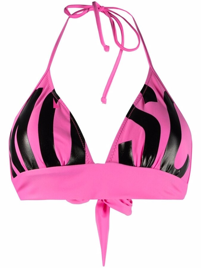 Moschino Logo-Print Triangle-Cup Bikini Top - ShopStyle Two Piece Swimsuits