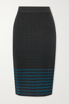 Thumbnail for your product : Victoria Beckham Stretch-cotton Jacquard-knit Skirt - Dark green