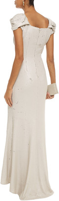 Badgley Mischka Sequin-embellished Knitted Gown