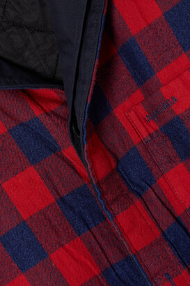 Balenciaga Oversized Padded Checked Flannel And Cotton-twill Coat - Red