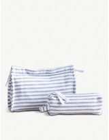 Thumbnail for your product : The White Company Striped cotton cosmetics case
