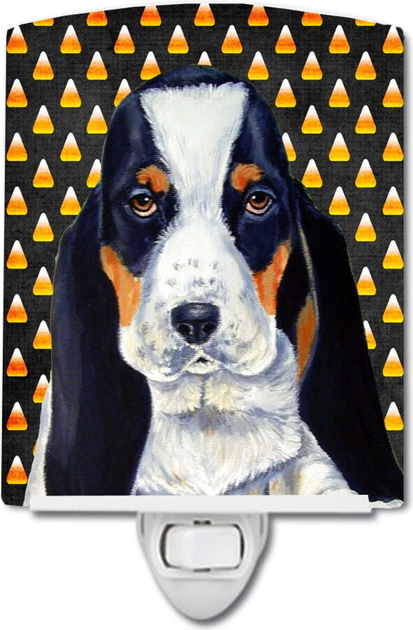 Caroline's Treasures LH9070CNL Basset Hound Candy Corn Halloween Portrait Ceramic Night Light, 6x4x3", multicolor