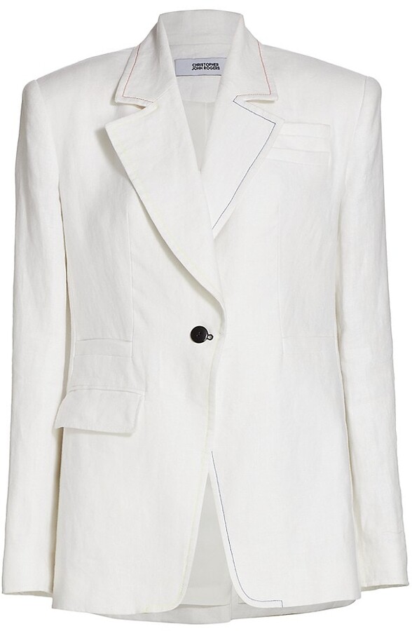 Christopher John Rogers Single-Breasted Relaxed Linen Suit Jacket ...