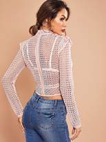 Thumbnail for your product : Shein Ruffle Trim Guipure Lace Top