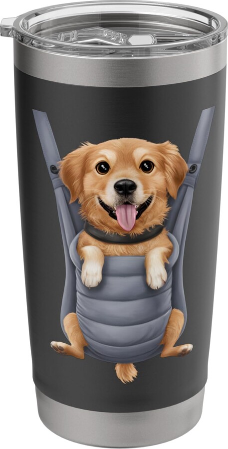 Golden Retriever Puppy Lover PS Funny Golden Retriever Puppy In A Baby Carrier. Dog Lover Stainless Steel Insulated Tumbler