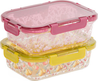TJMAXX 35Oz 2Pc Autumn Glass Lid Food Storage Set