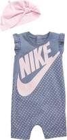 Thumbnail for your product : Nike Print Romper & Knotted Beanie Set