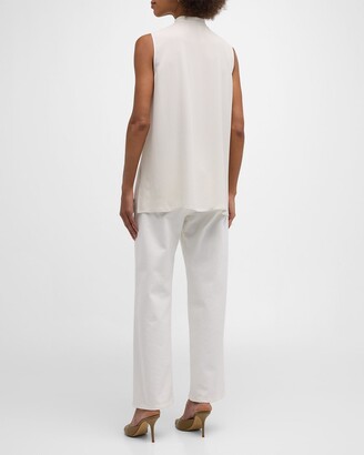 Eileen Fisher Sleeveless Button-Down Georgette Crepe Shirt