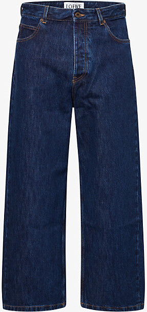Loewe Mens Raw Denim Relaxed-Fit Wide-Leg Denim Jeans 28