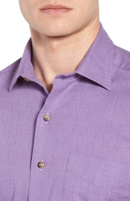 David Donahue Regular Fit Garment Washed Melange Sport Shirt