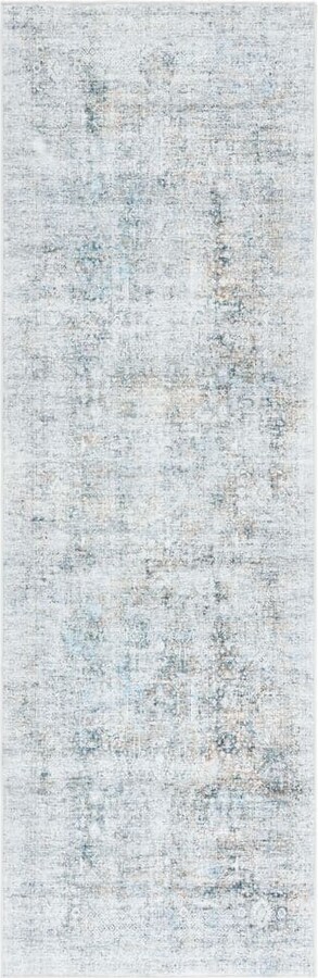 Arizona Beige/Charcoal 3 ft. x 6 ft. Machine Washable Distressed Border Ornate Runner Rug