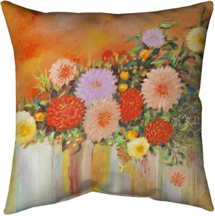 Begin Edition International Inc. Colorful Abstract Flowers Indoor / Outdoor Floral Square Throw Pillow