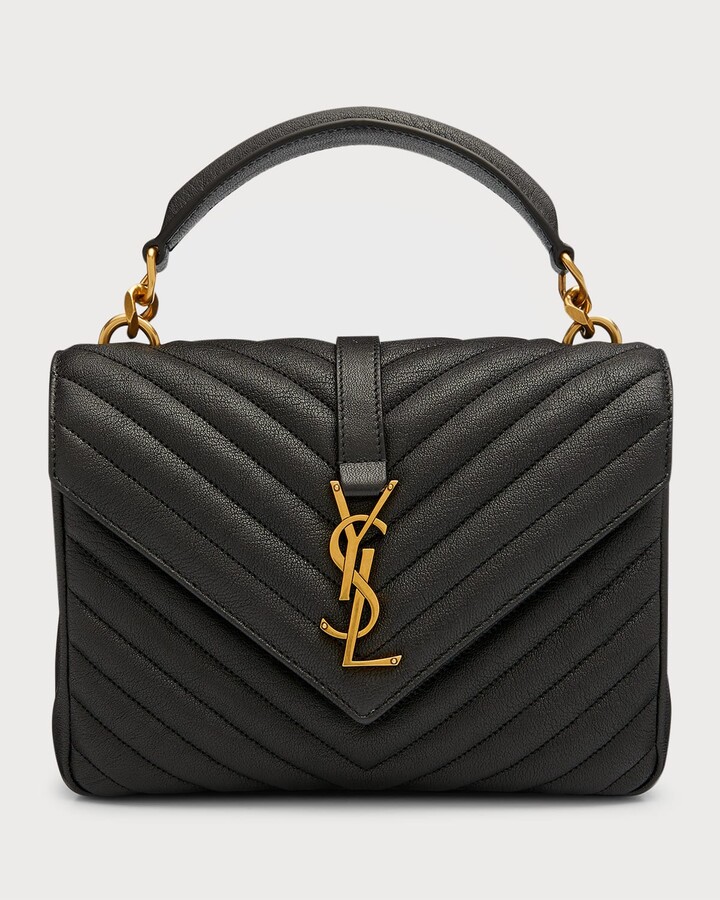 Saint Laurent College Medium Flap Shoulder Bag in Quilted Leather