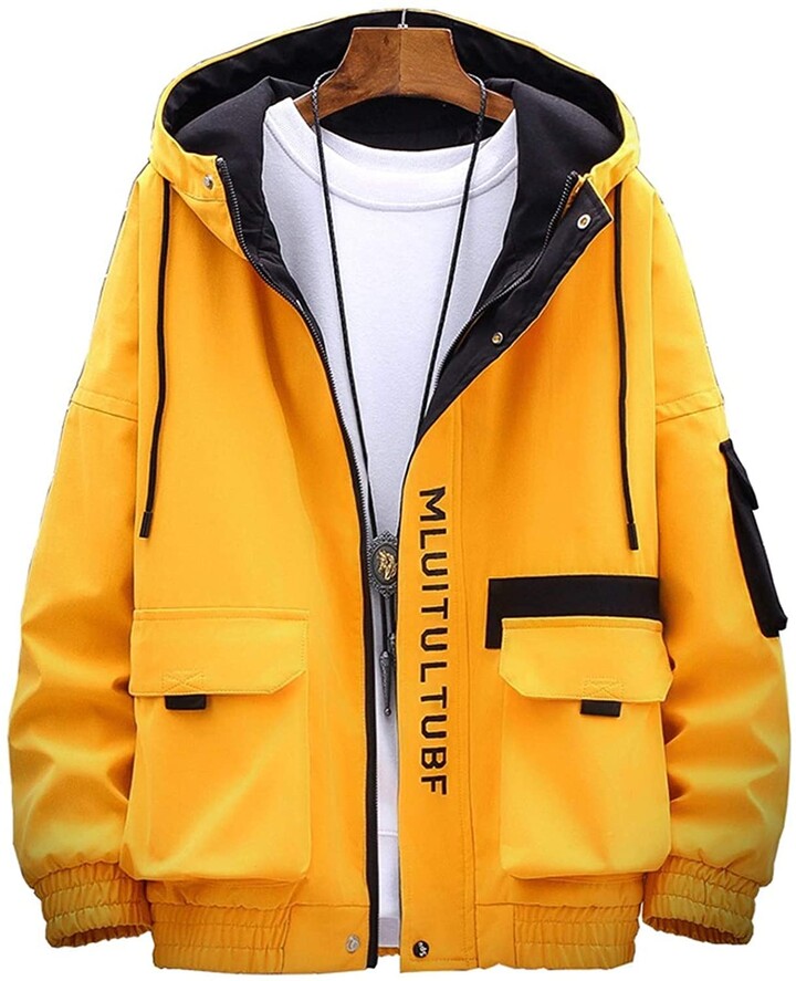 Spring Autumn Japanese Streetwear Jackets Men Loose Hooded Mens Cargo Bomber Jackets Hip Hop Windbreaker 
